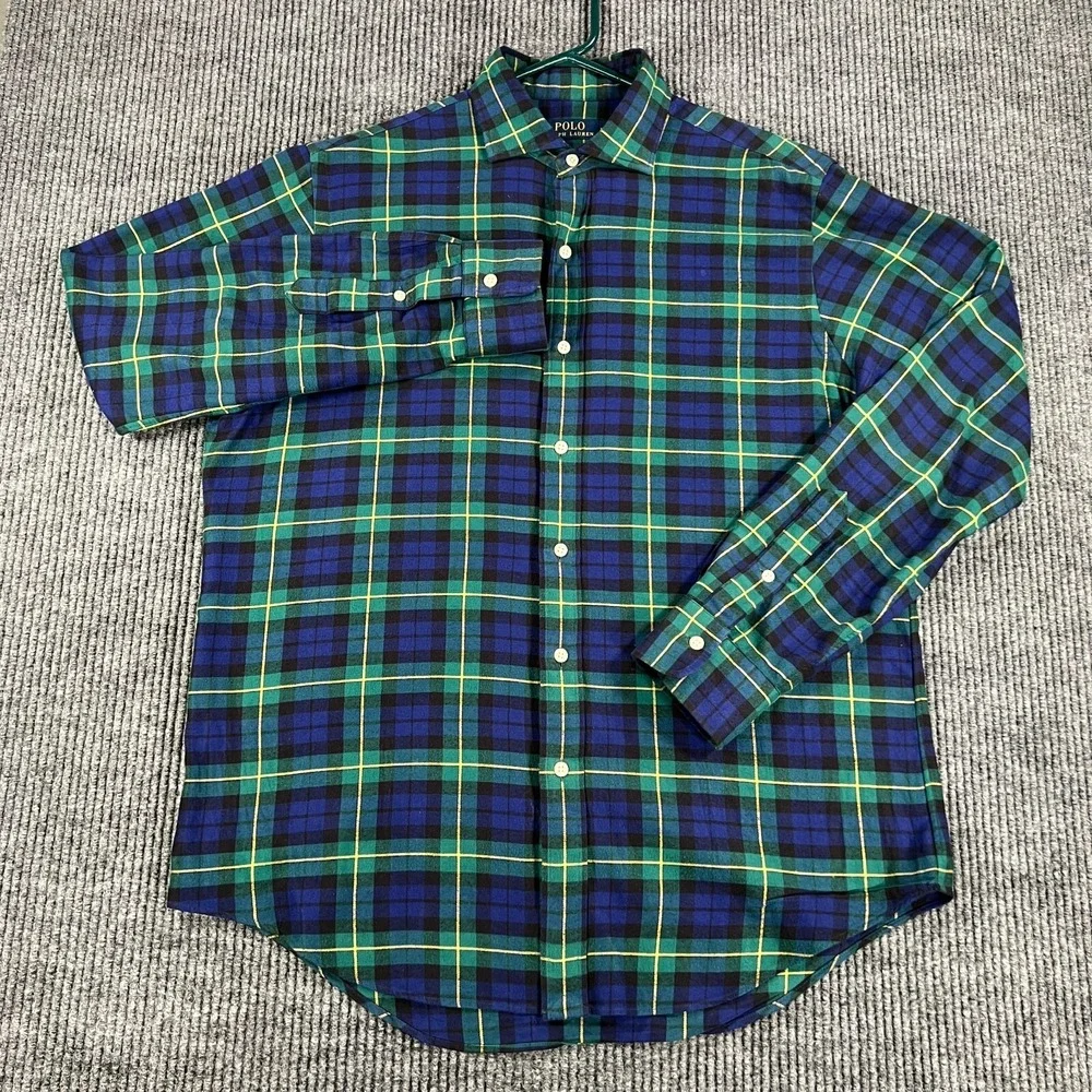 Polo Ralph Lauren Shirt Mens Blackwatch Plaid Long Sleeve Button Up Casual